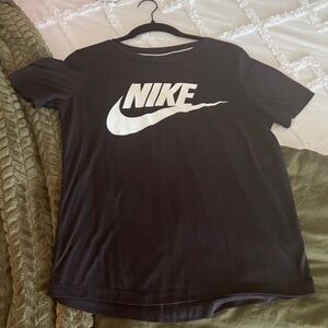Nike Women’s Black and White Logo Crop Tee